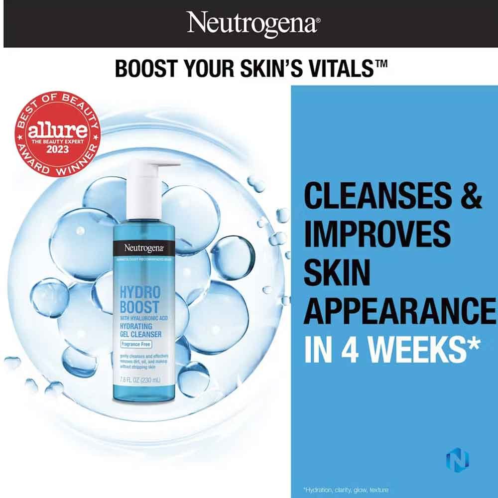 Neutrogena Hydro Boost Hydrating Gel Cleanser with Hyaluronic Acid, Fragrance Free